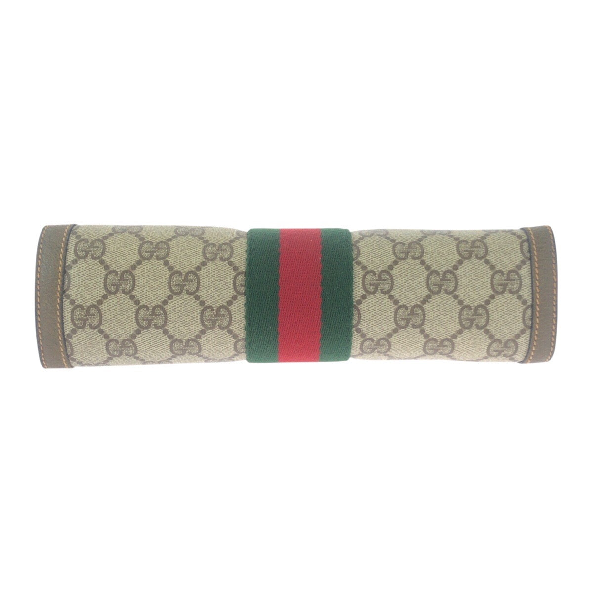 GUCCI Clutch bag 89 01 006 GG Supreme Canvas Beige Brown Gold Metal Old Gucci Shelly Line
