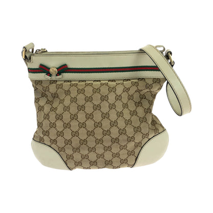 GUCCI Shoulder Bag 257065 GG canvas Beige Ivory Gold Metal Shoulder Bag pochette Sherry Line Mayfair Women Used Authentic