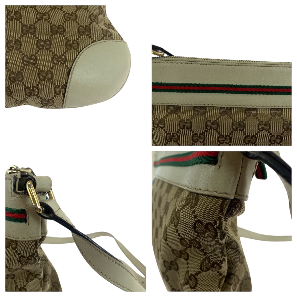 GUCCI Shoulder Bag 257065 GG canvas Beige Ivory Gold Metal Shoulder Bag pochette Sherry Line Mayfair Women Used Authentic