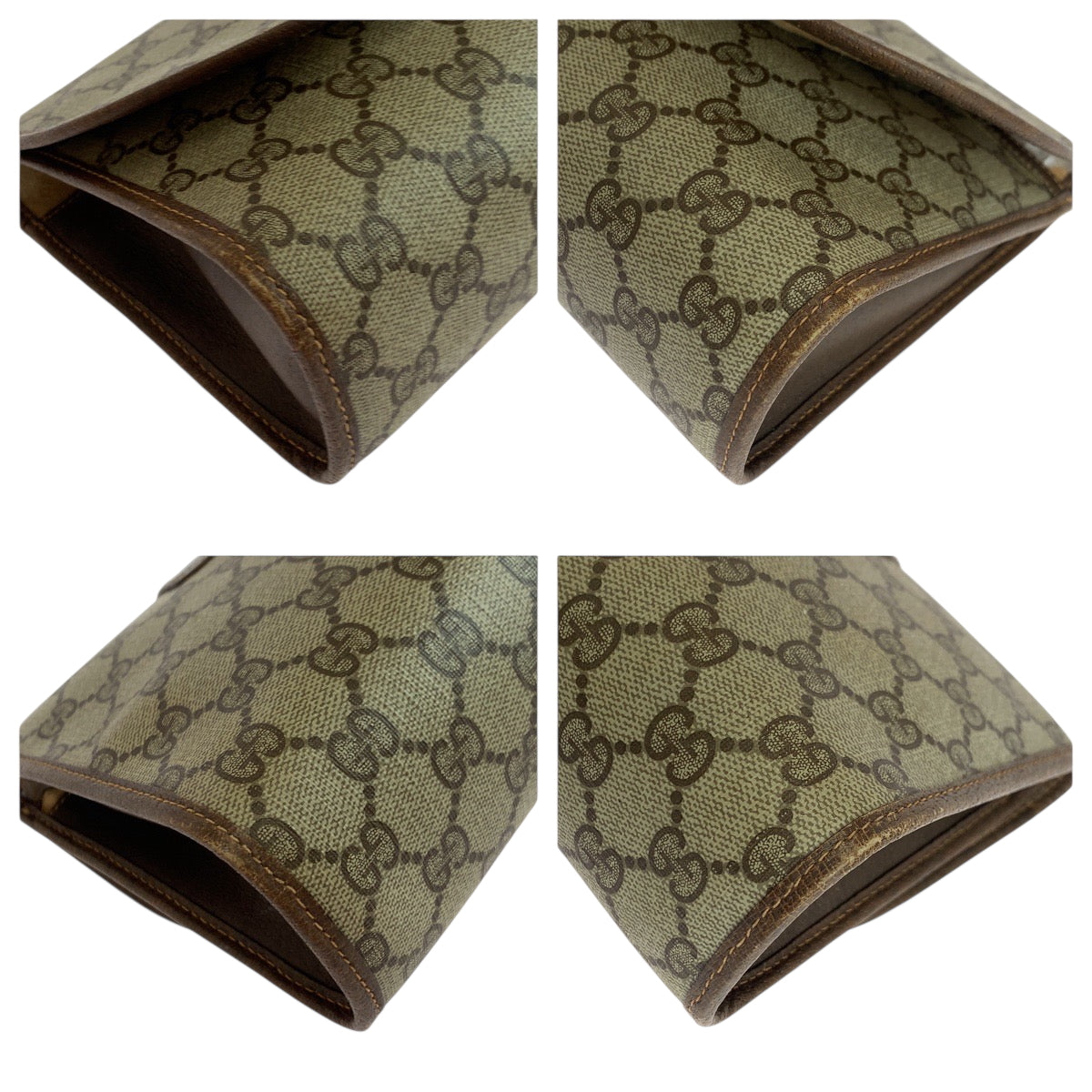 GUCCI Clutch bag 156 01 030 GG Supreme Canvas Beige brown Clutch bag business bag Old Gucci Shelly Line Women Used Authentic