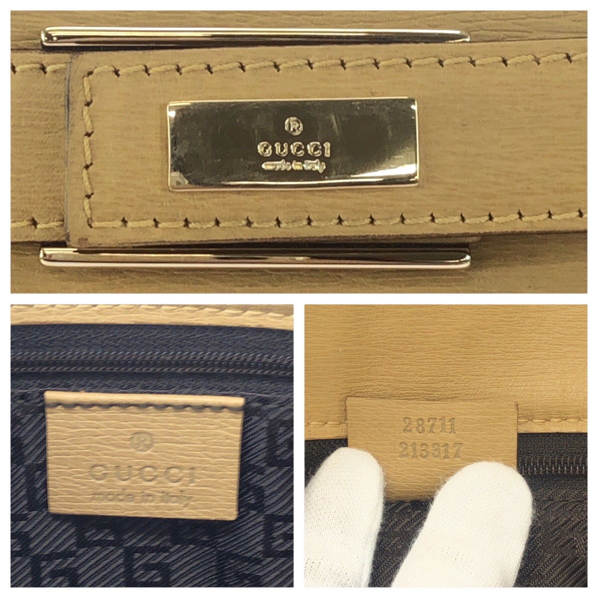 GUCCI Business bag 28711 leather beige Tote Bag Handbag Business Bag Unisex mens Used Authentic