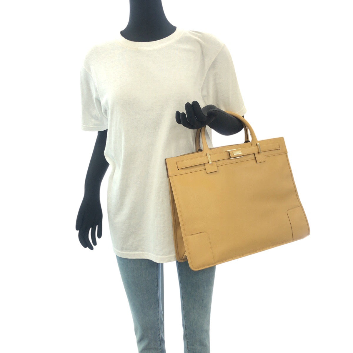 GUCCI Business bag 28711 leather beige Tote Bag Handbag Business Bag Unisex mens Used Authentic