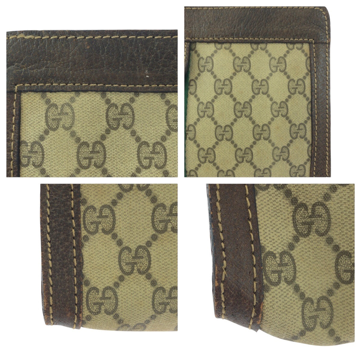 GUCCI Clutch bag GG Supreme canvas, leather Beige brown Clutch bag business bag Old Gucci Shelly Line mens Used Authentic