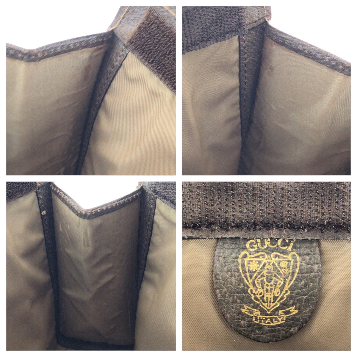 GUCCI Clutch bag GG Supreme canvas, leather Beige brown Clutch bag business bag Old Gucci Shelly Line mens Used Authentic