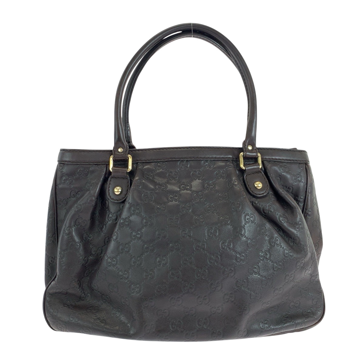 GUCCI Tote Bag 296835 leather Dark Brown Gold Metal Tote Bag Shoulder Bag Guccisima Sukey Women Used Authentic