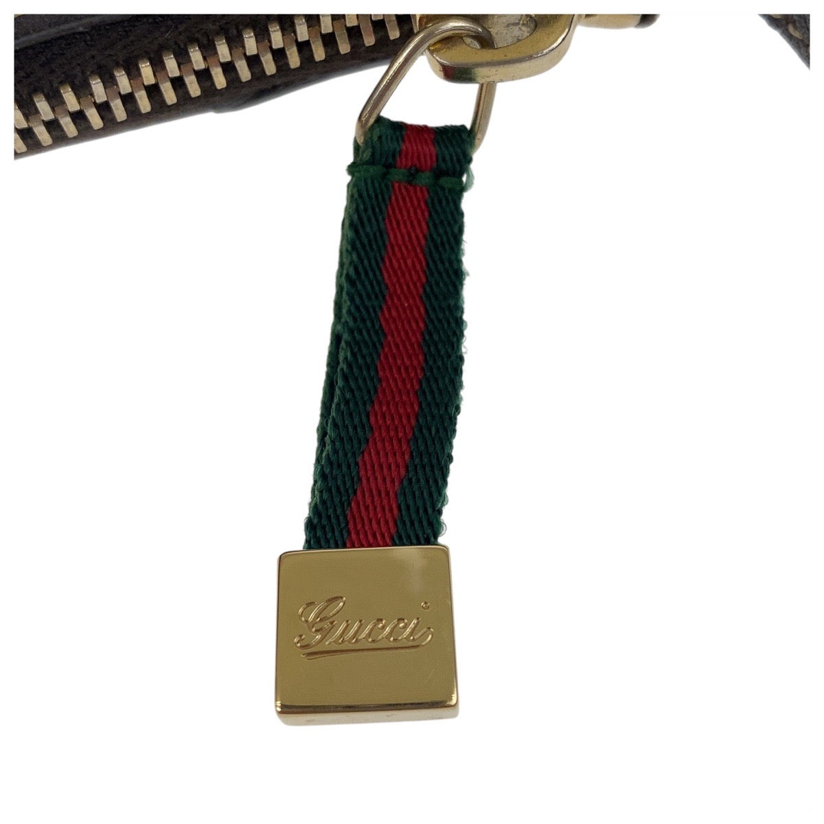 GUCCI Handbag 224098 GG canvas, leather Beige Gold Metal Handbag accessory pouch Sherry line Women Used Authentic