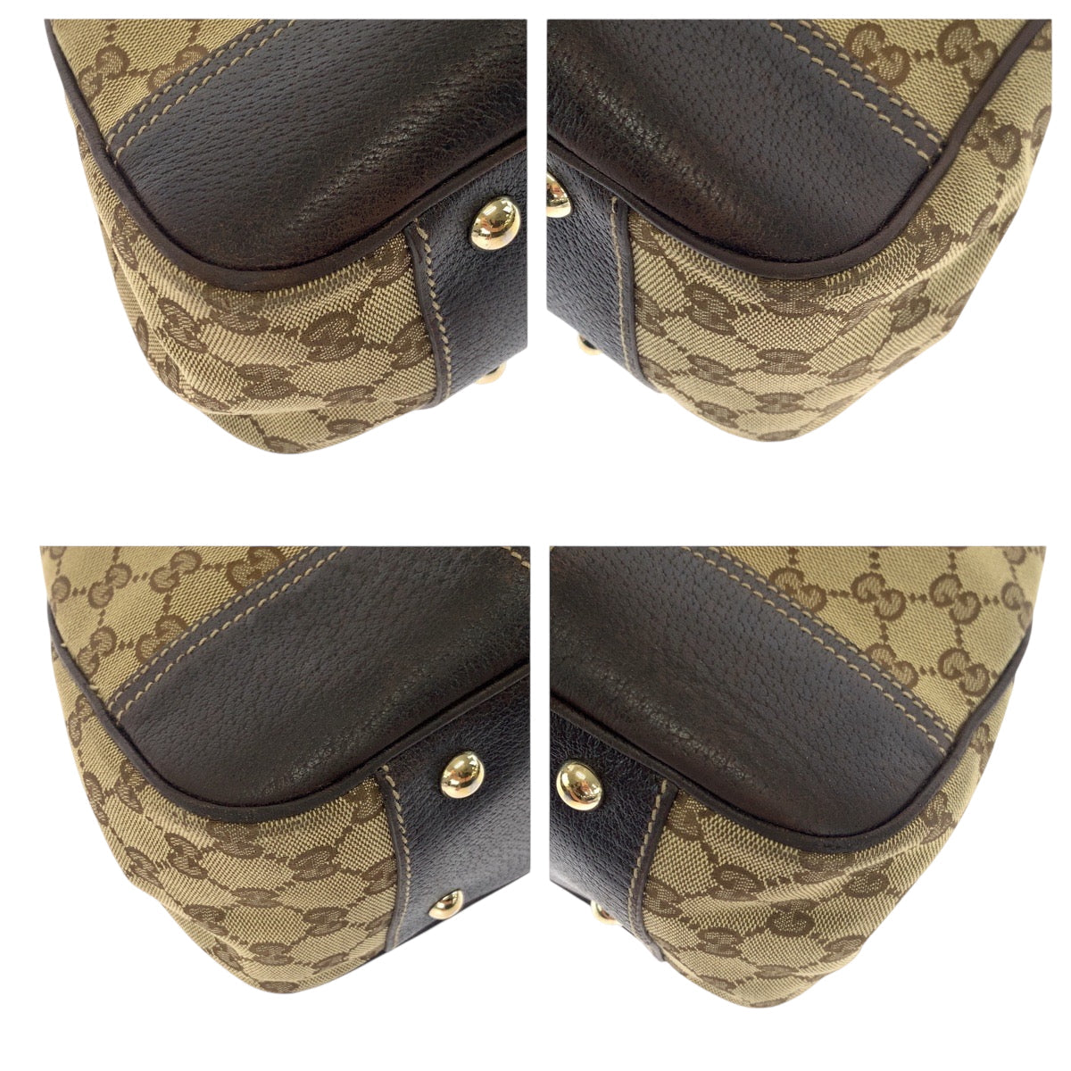 GUCCI Tote Bag 163805 GG canvas Beige Brown Gold Metal Tote Bag Shoulder Bag Sherry Line Princess ribbon Women Used Authentic
