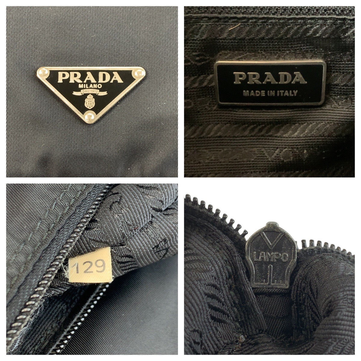 PRADA Shoulder Bag Nylon Black SilverMetal Test Triangle With logo
