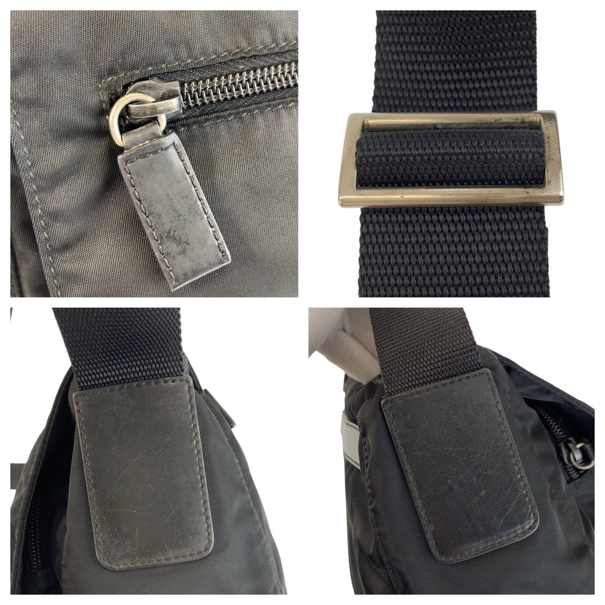 PRADA Shoulder Bag Nylon Black SilverMetal Test Triangle With logo