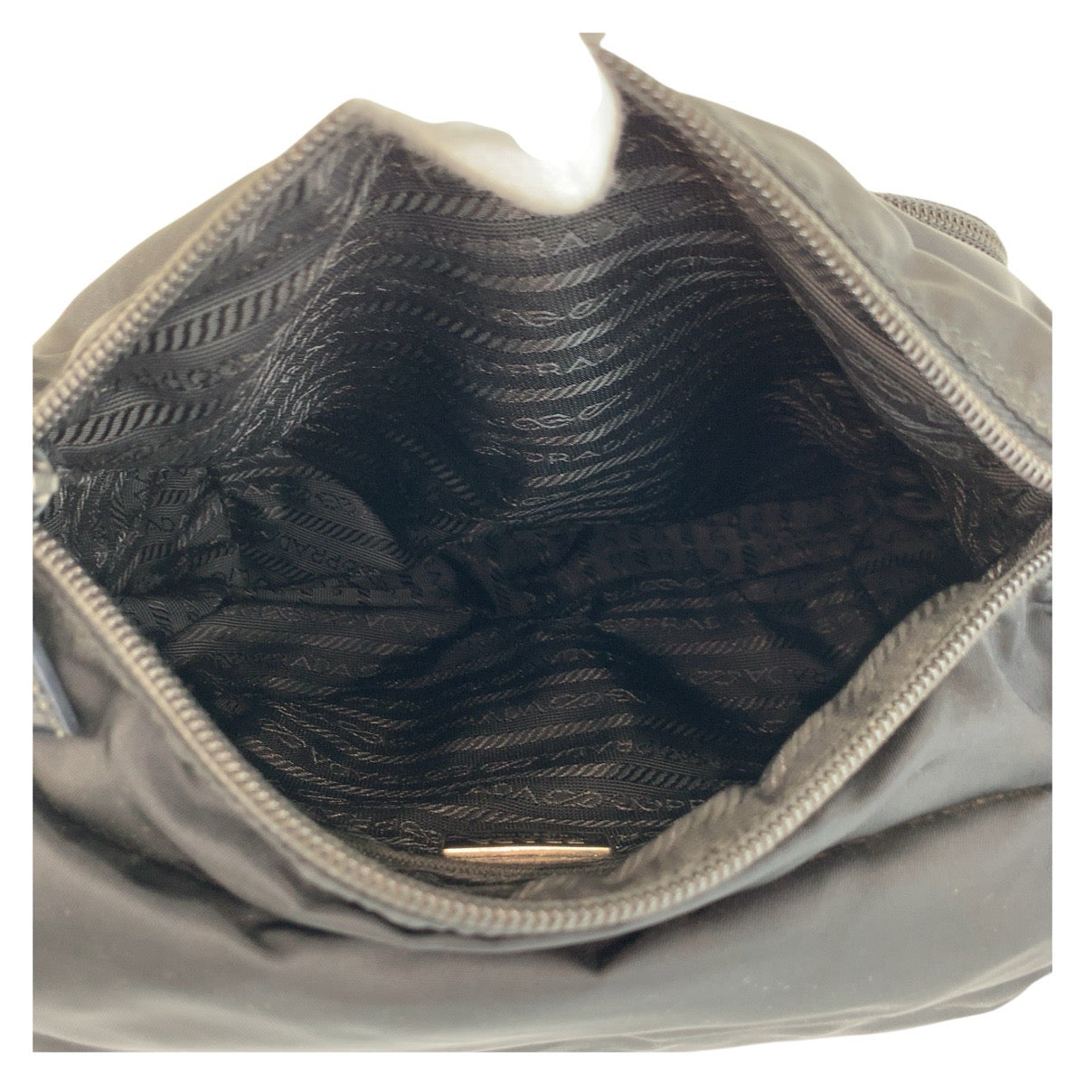 PRADA Shoulder Bag Nylon Black SilverMetal Test Triangle With logo