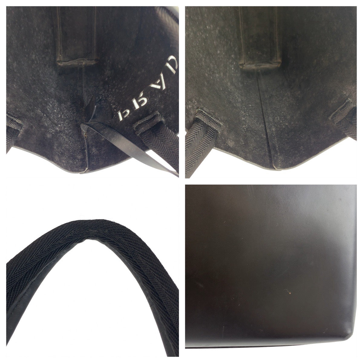 PRADA Tote Bag leather Black black Tote Bag handbag Punching logo Women Used Authentic