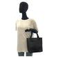 PRADA Tote Bag leather Black black Tote Bag handbag Punching logo Women Used Authentic