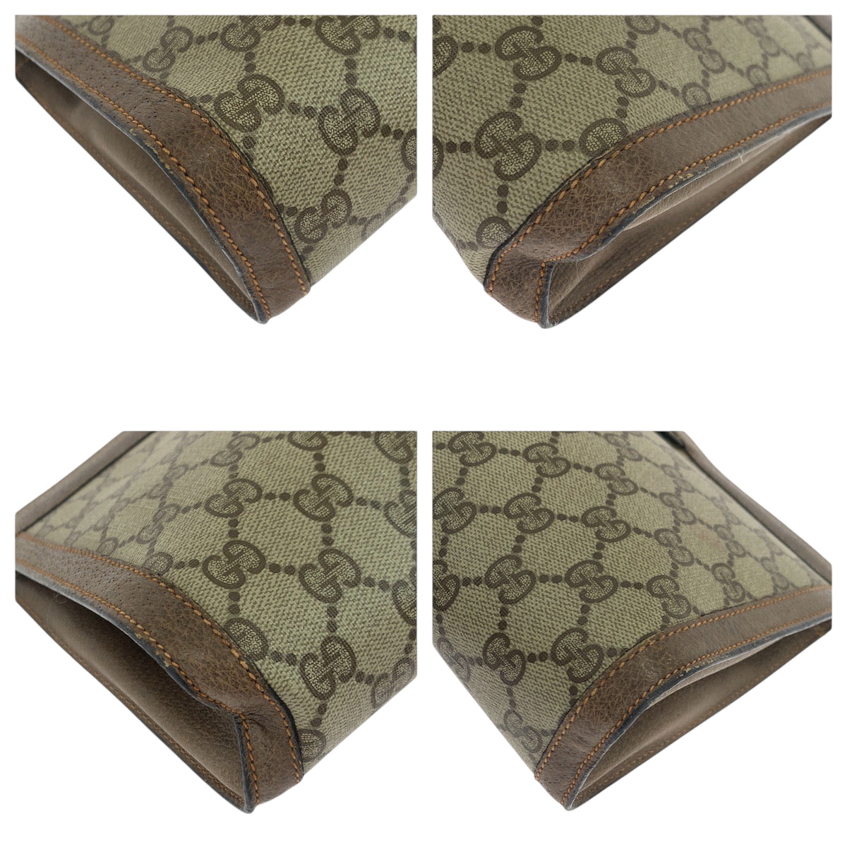 GUCCI Clutch bag 89 01 002 GG Supreme Canvas Beige Brown Red Green Clutch bag business bag Old Gucci Shelly Line Women Used Authentic