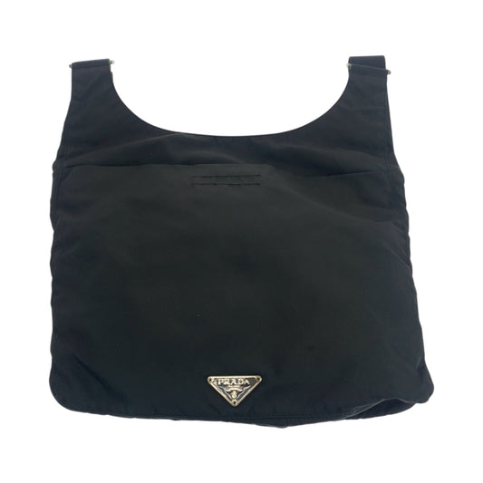 PRADA Shoulder Bag Nylon Black Silver Metal Shoulder Bag pochette Test Triangle With logo Women Used Authentic