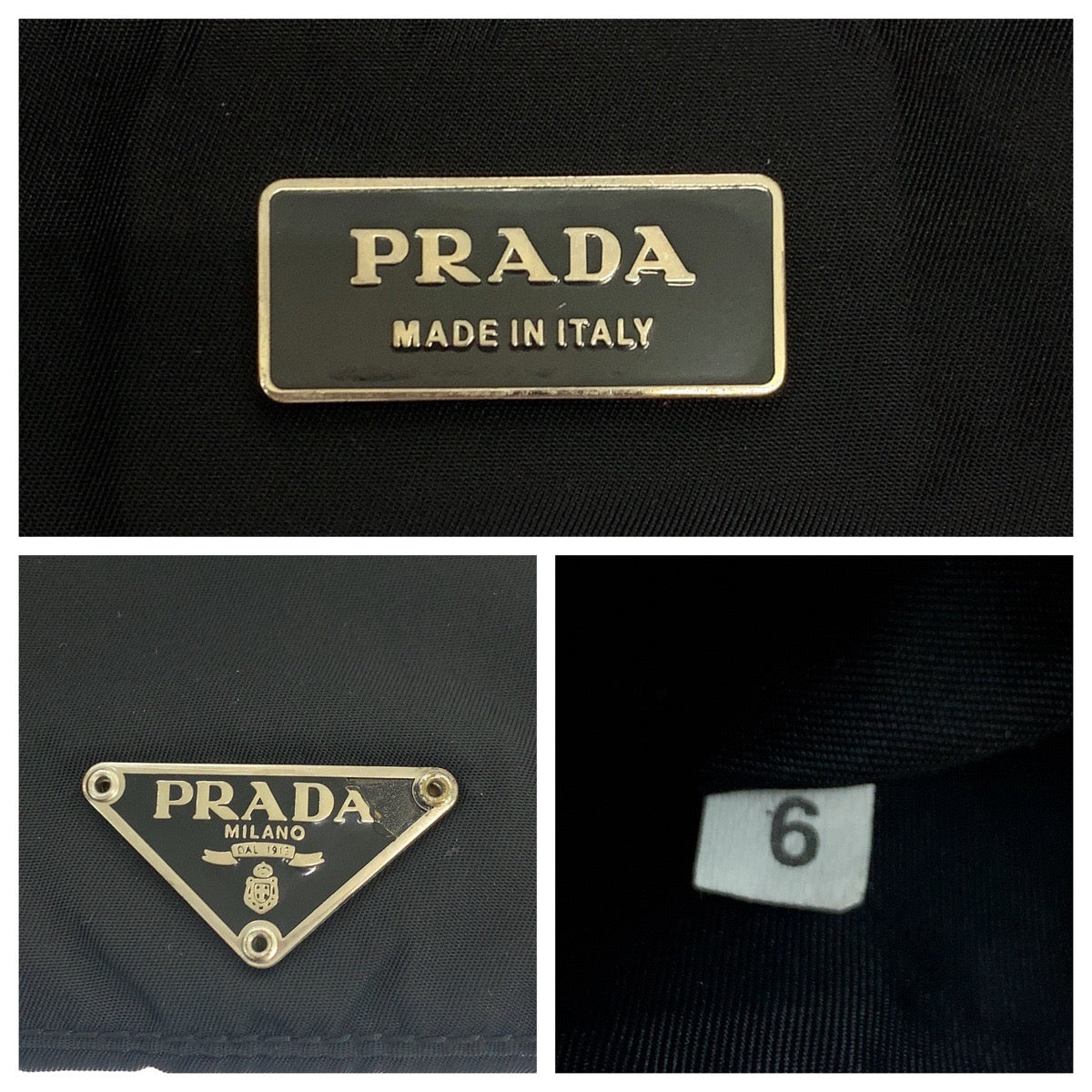 PRADA Shoulder Bag Nylon Black Silver Metal Shoulder Bag pochette Test Triangle With logo Women Used Authentic