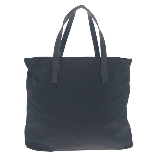 PRADA Tote Bag Nylon, Leather Black SilverMetal Tote Bag Shoulder Bag Test Triangle With logo Women Used Authentic