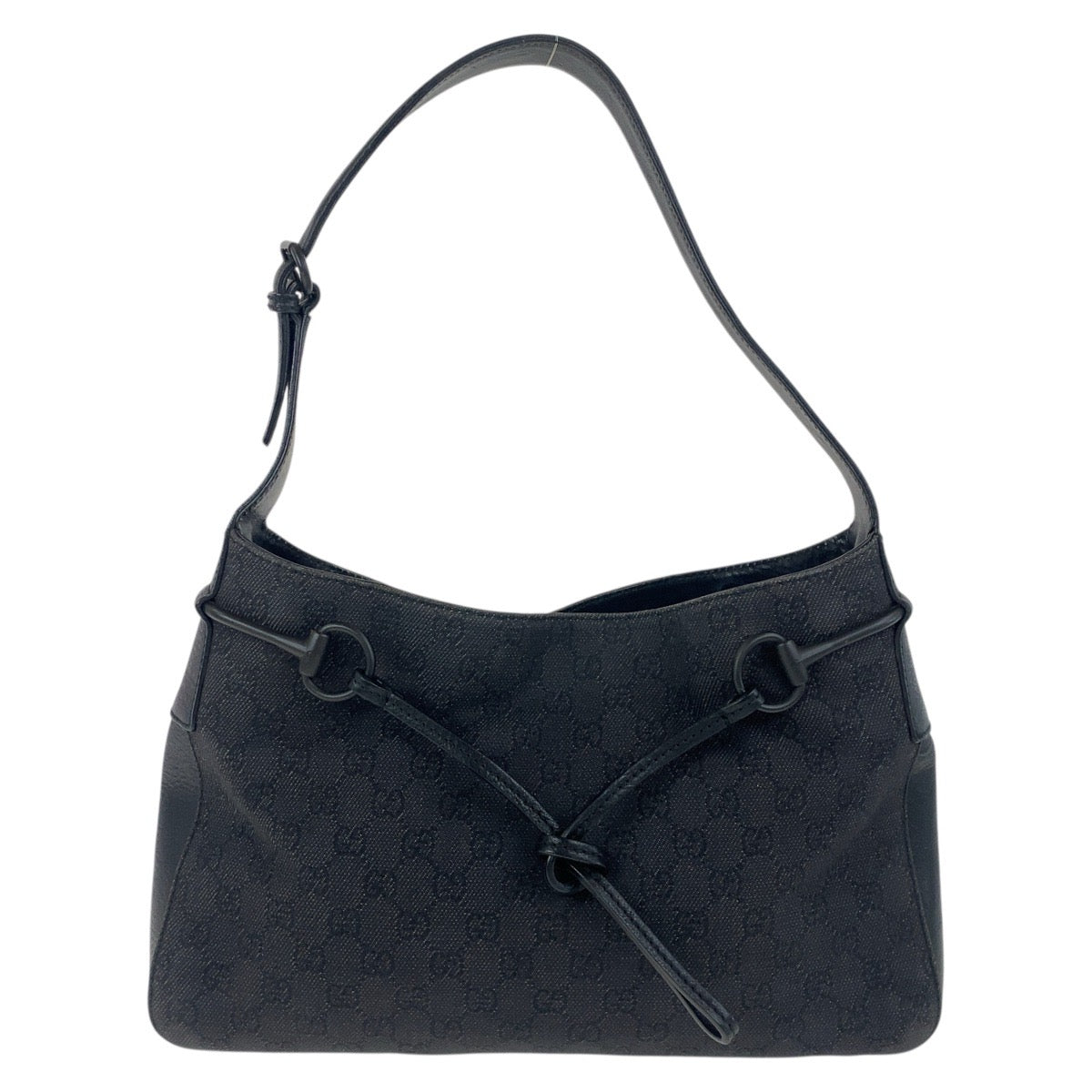 GUCCI Shoulder Bag 101975 GG canvas, leather Black black Horsebit Women Used Authentic