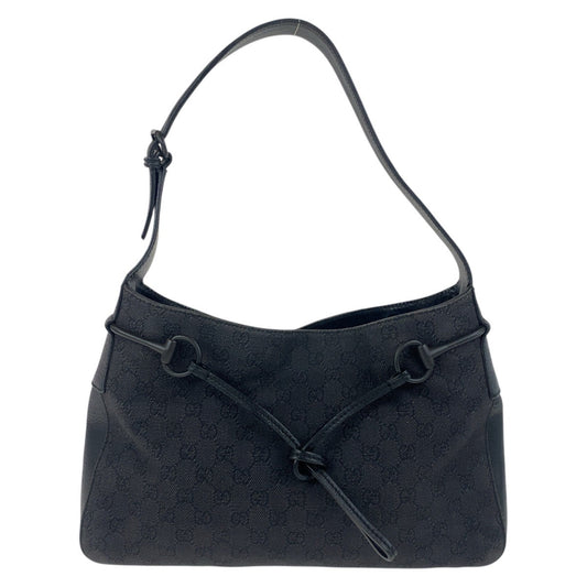GUCCI Shoulder Bag 101975 GG canvas, leather Black black Horsebit Women Used Authentic