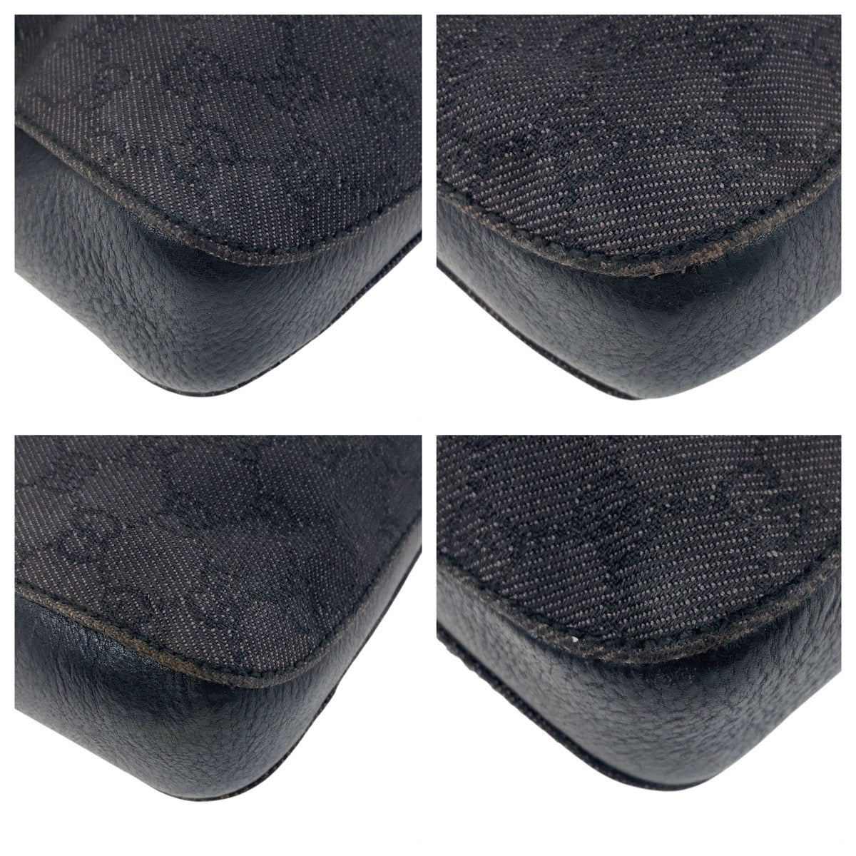 GUCCI Shoulder Bag 101975 GG canvas, leather Black black Horsebit Women Used Authentic