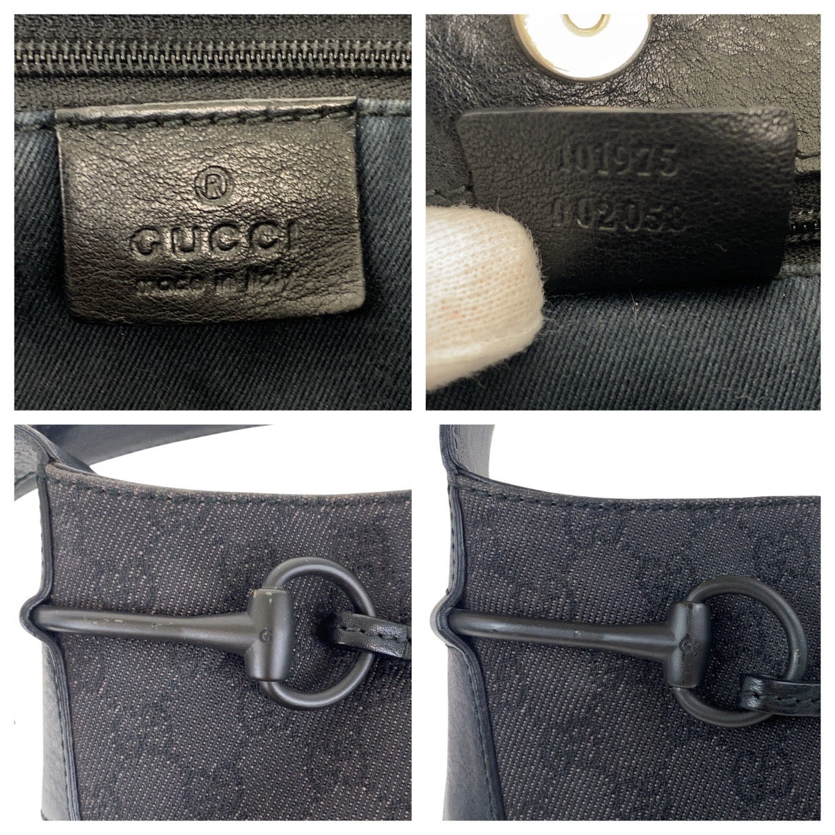 GUCCI Shoulder Bag 101975 GG canvas, leather Black black Horsebit Women Used Authentic