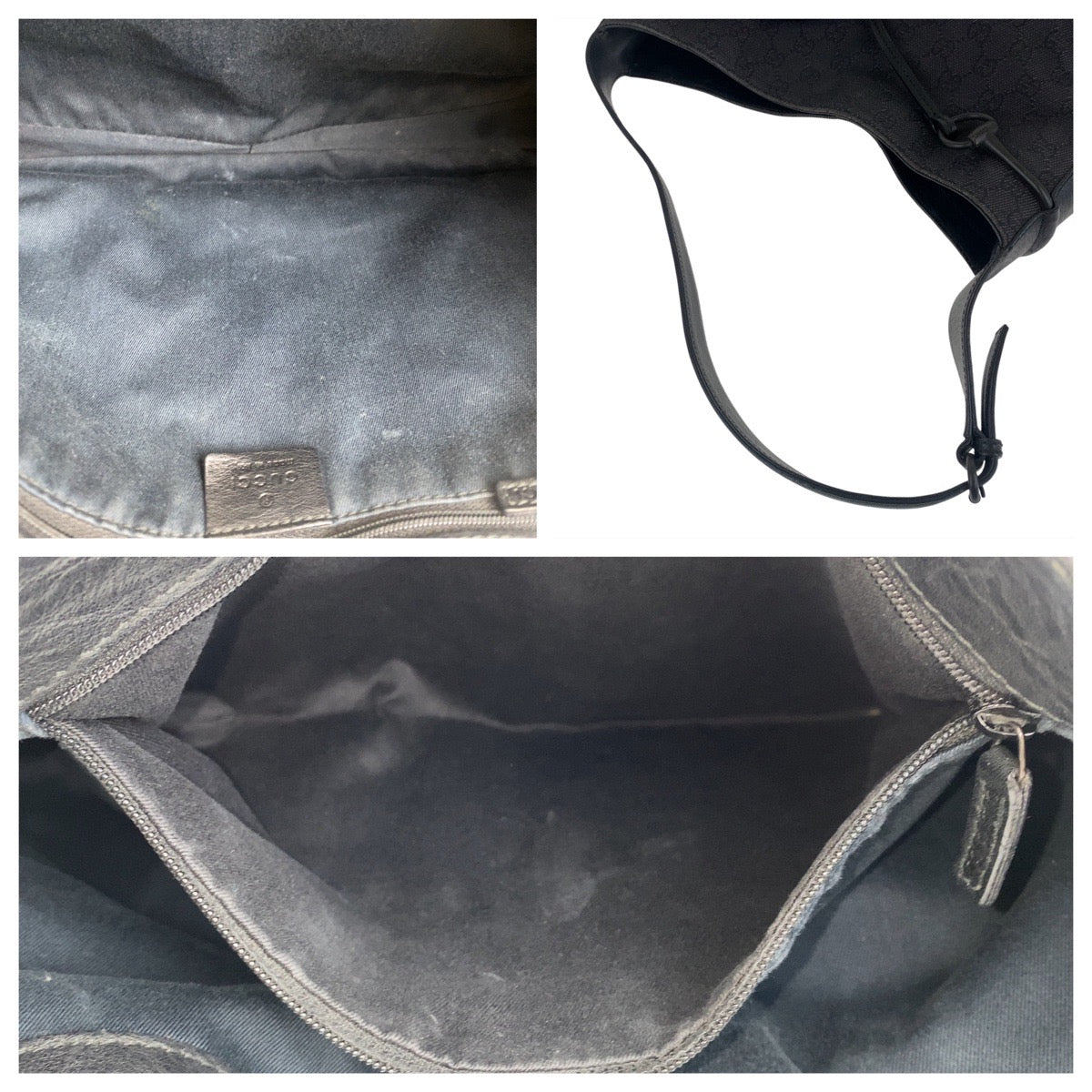 GUCCI Shoulder Bag 101975 GG canvas, leather Black black Horsebit Women Used Authentic
