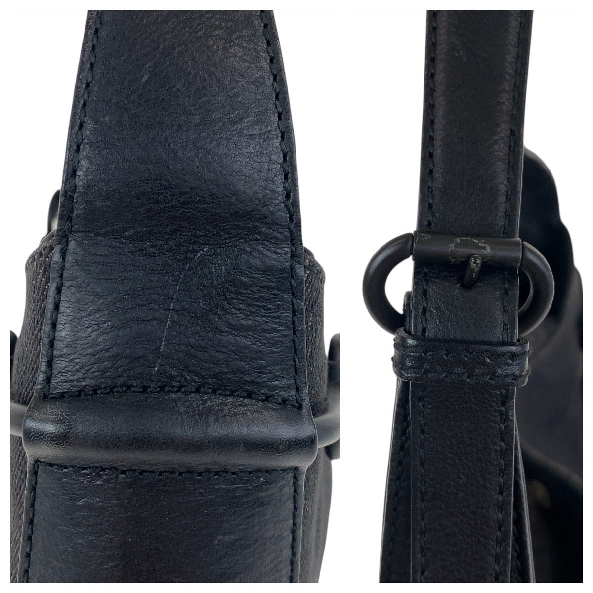 GUCCI Shoulder Bag 101975 GG canvas, leather Black black Horsebit Women Used Authentic