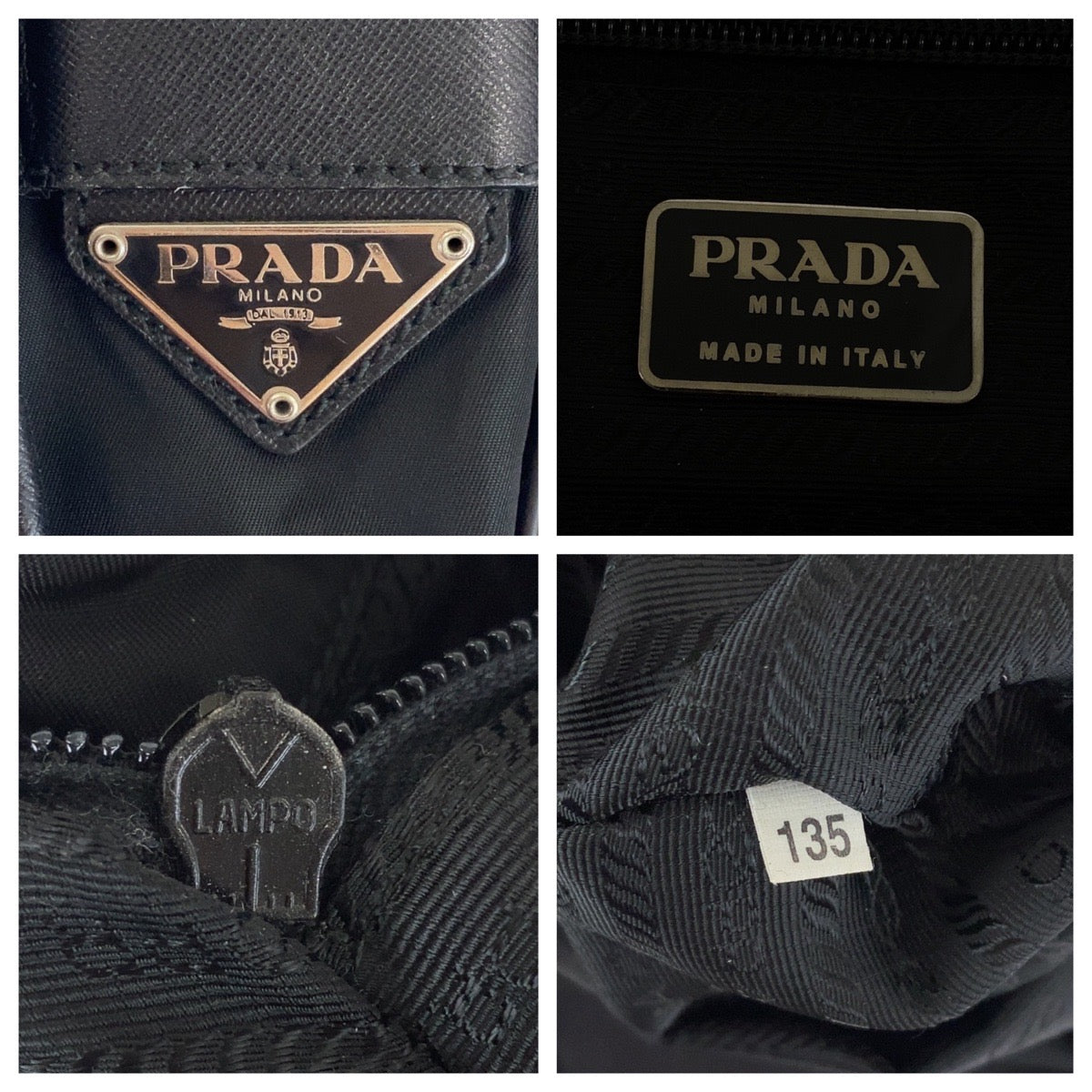 PRADA Shoulder Bag Nylon Black SilverMetal Test Triangle With logo