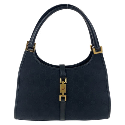GUCCI Shoulder Bag 001 1068 GG canvas, leather Black GoldMetal Hobo Shoulder Bag Handbag Jackie Women Used Authentic