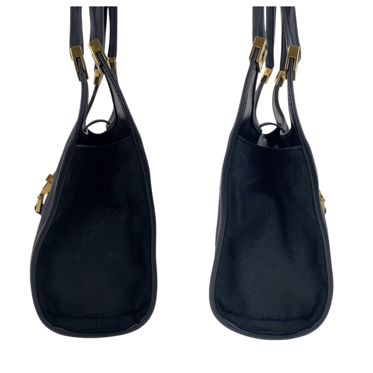 GUCCI Shoulder Bag 001 1068 GG canvas, leather Black GoldMetal Hobo Shoulder Bag Handbag Jackie Women Used Authentic