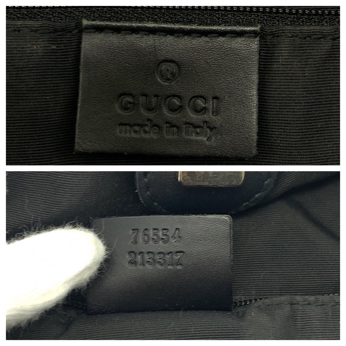 GUCCI Tote Bag 76554 canvas Grey Black Gold Metal Tote Bag handbag Women Used Authentic