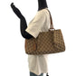 GUCCI Tote Bag 94898 GG canvas Beige Brown Gold Metal Tote Bag handbag Women Used Authentic