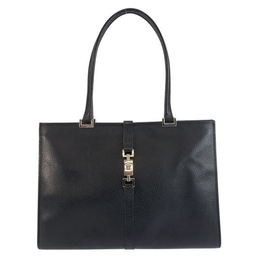 GUCCI Tote Bag 002 1074 leather Black SilverMetal Tote Bag Shoulder Bag Jackie Women Used Authentic