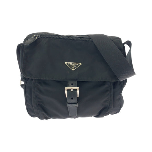 PRADA Shoulder Bag BT8994 Nylon Black SilverMetal Shoulder Bag pochette Test Triangle With logo mens Used Authentic