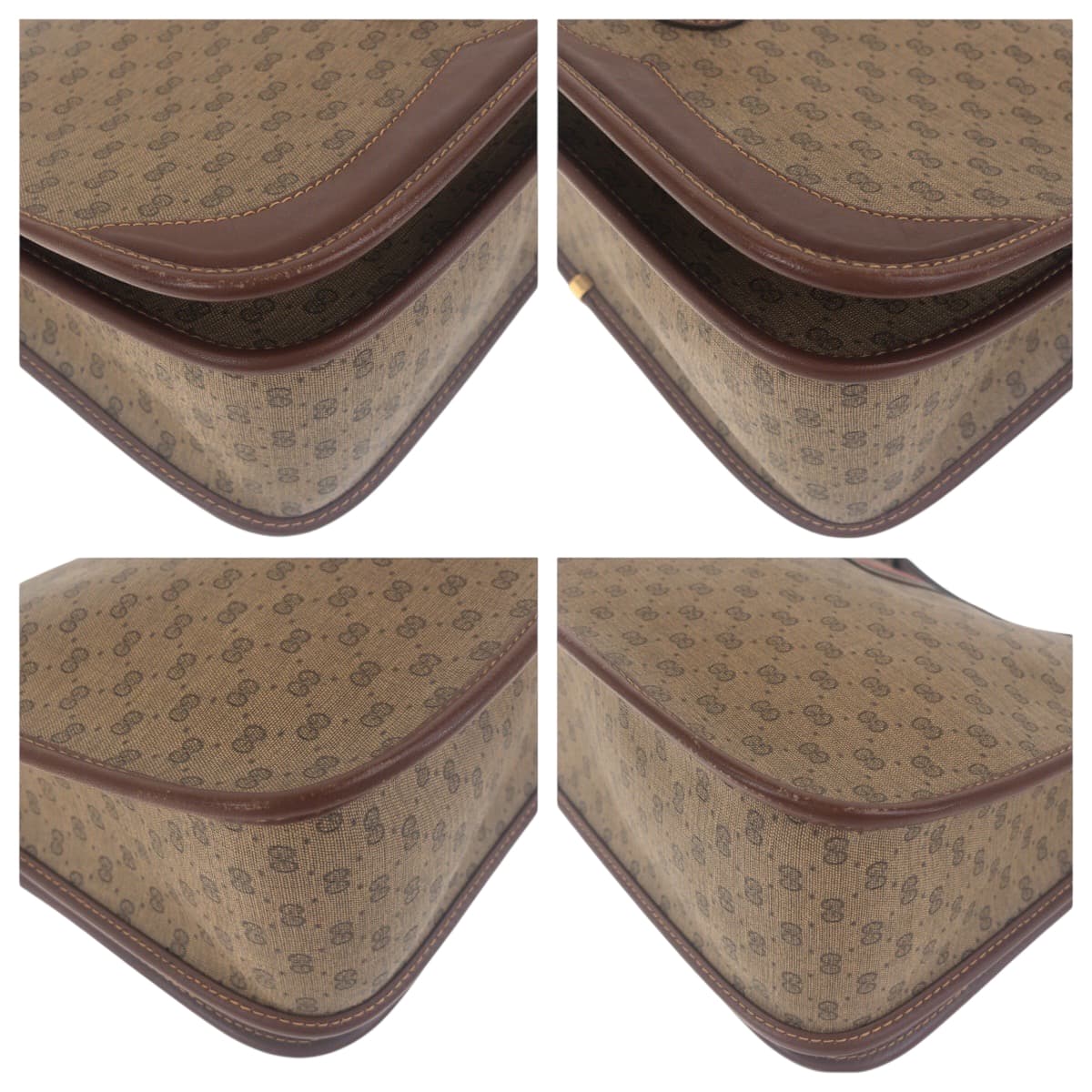 GUCCI Shoulder Bag 001 103 0551 leather Brown Gold Metal Old Gucci Shelly Line