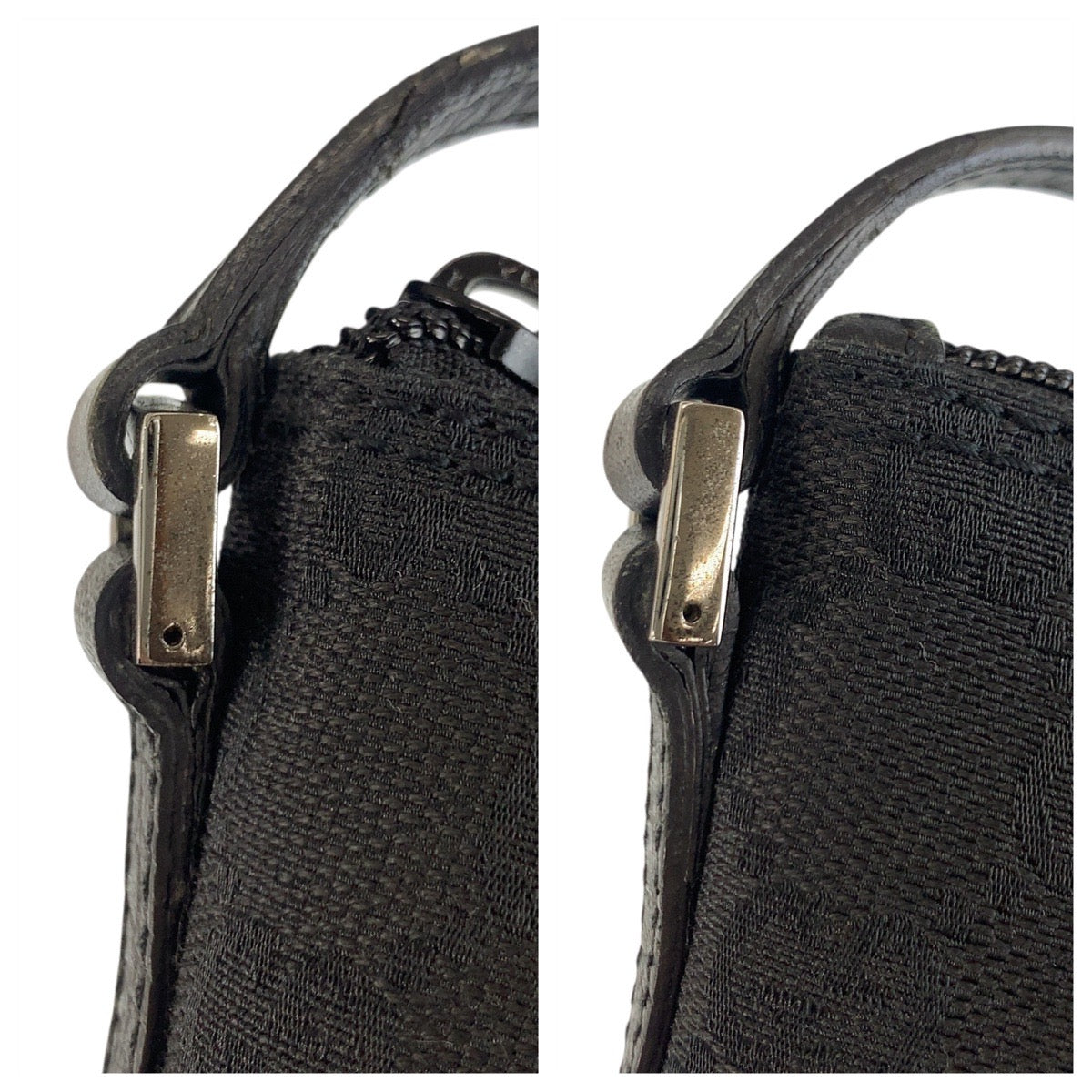 GUCCI Handbag 07198 GG canvas, leather Black SilverMetal Handbag accessory pouch Women Used Authentic