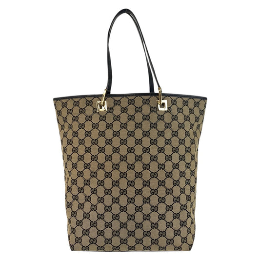 GUCCI Tote Bag 002 1098 GG canvas, leather Beige Black Gold Metal Tote Bag Shoulder Bag Women Used Authentic