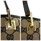 GUCCI Tote Bag 002 1098 GG canvas, leather Beige Black Gold Metal Tote Bag Shoulder Bag Women Used Authentic