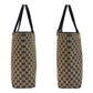 GUCCI Tote Bag 002 1098 GG canvas, leather Beige Black Gold Metal Tote Bag Shoulder Bag Women Used Authentic