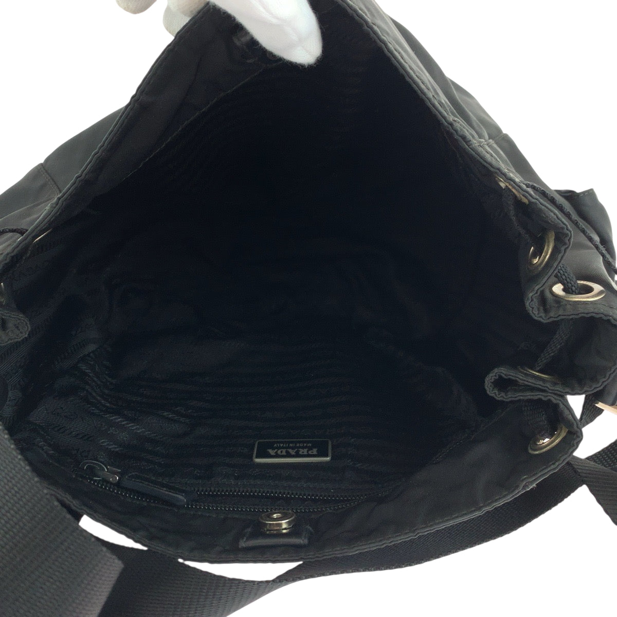 PRADA Shoulder Bag BT0572 Nylon black Shoulder Bag Messenger bag Test Triangle With logo Women Used Authentic