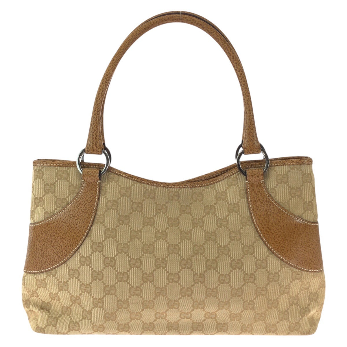 GUCCI Tote Bag 113015 GG Supreme canvas, leather Brown beige Tote Bag Shoulder Bag Women Used Authentic