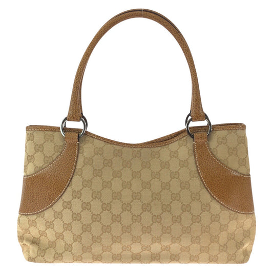 GUCCI Tote Bag 113015 GG Supreme canvas, leather Brown beige Tote Bag Shoulder Bag Women Used Authentic