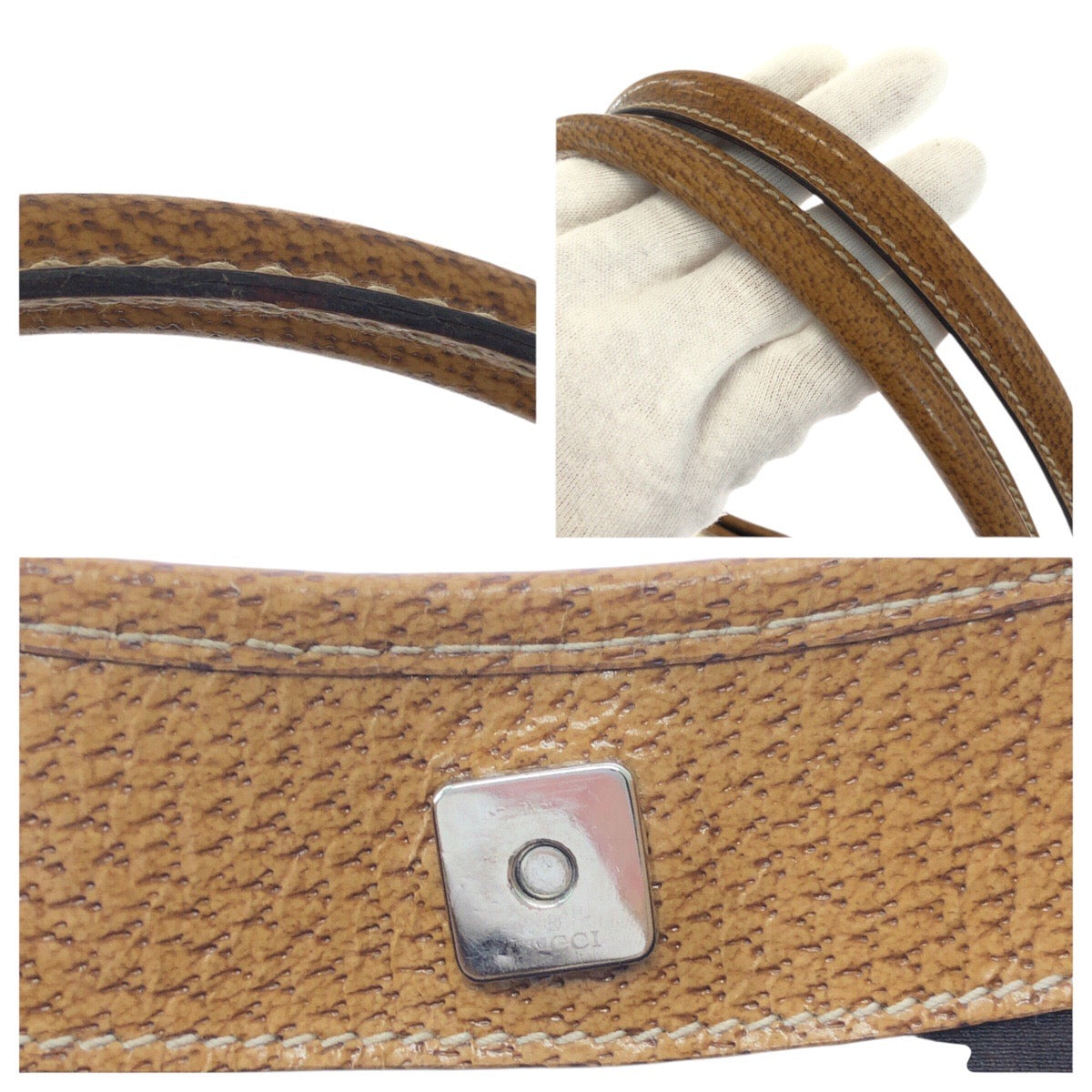 GUCCI Tote Bag 113015 GG Supreme canvas, leather Brown beige Tote Bag Shoulder Bag Women Used Authentic