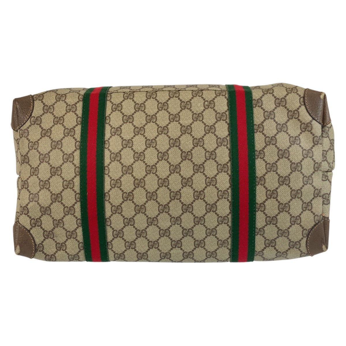 GUCCI Tote Bag 002 39 6 GG Supreme Canvas Beige Brown Gold Metal Old Gucci Shelly Line