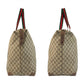 GUCCI Tote Bag 002 39 6 GG Supreme Canvas Beige Brown Gold Metal Old Gucci Shelly Line