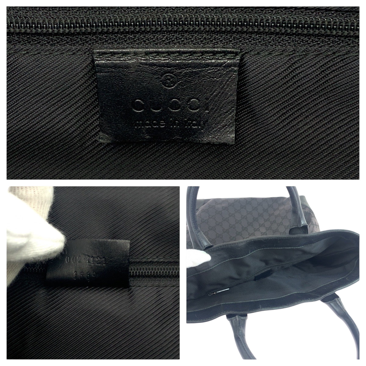 GUCCI Tote Bag 002 1141 GG canvas black Tote Bag Shoulder Bag Women Used Authentic
