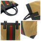 GUCCI Tote Bag 002 1121 canvas Camel Red Green GoldMetal Tote Bag Shoulder Bag Sherry line Women Used Authentic