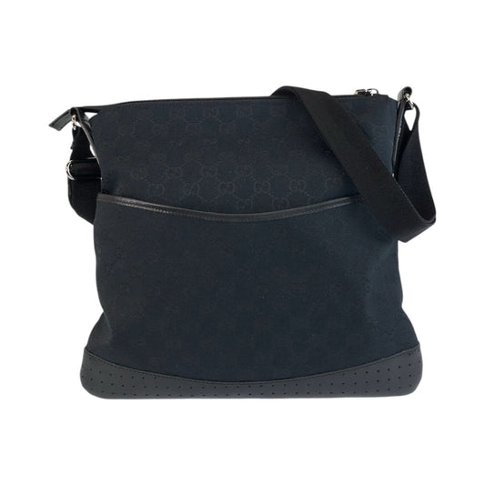 GUCCI Shoulder Bag 145857 GG canvas, leather Black SilverMetal Shoulder Bag Messenger bag Women Used Authentic