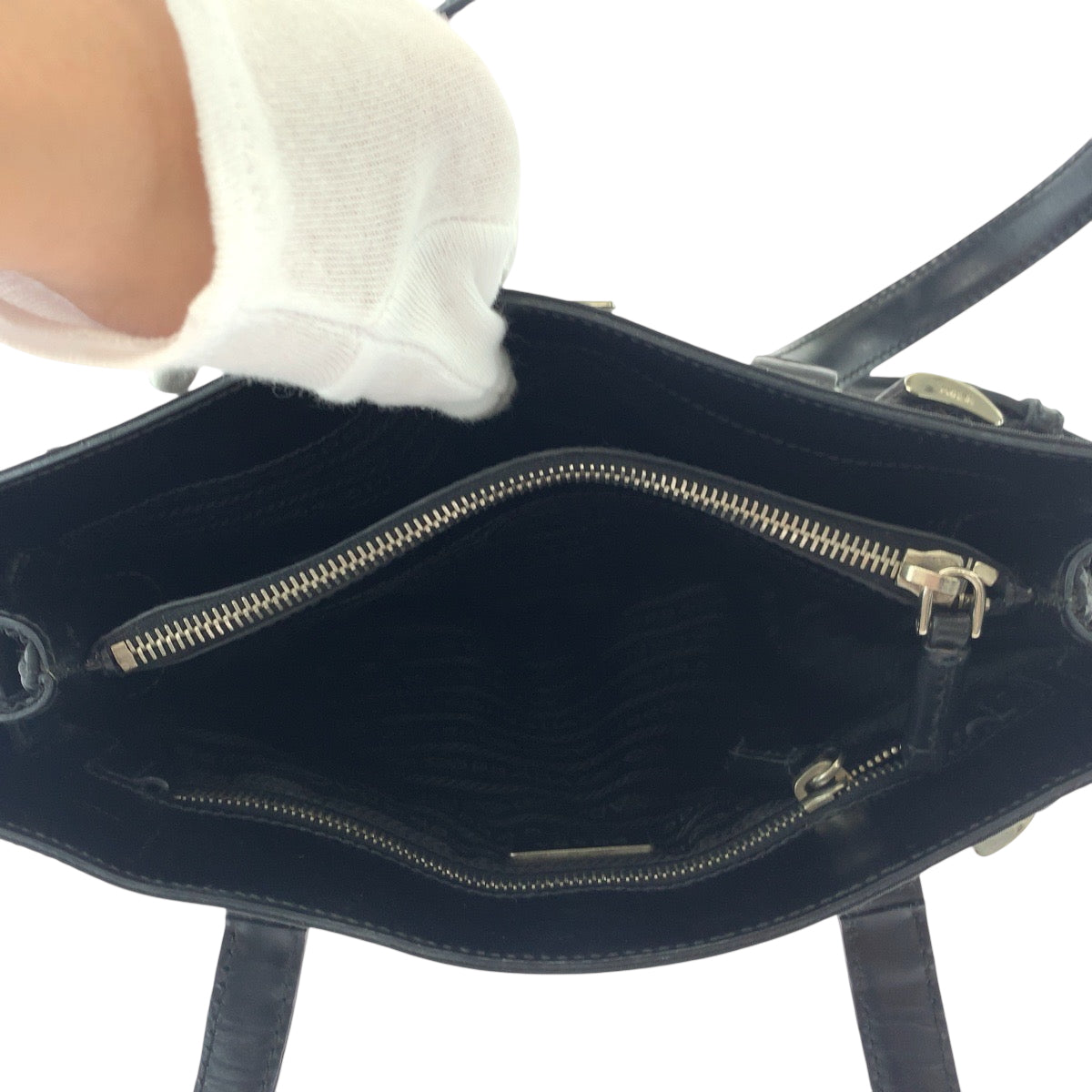 PRADA Tote Bag BR3118 Nylon black Tote Bag. Test Triangle With logo Women Used Authentic