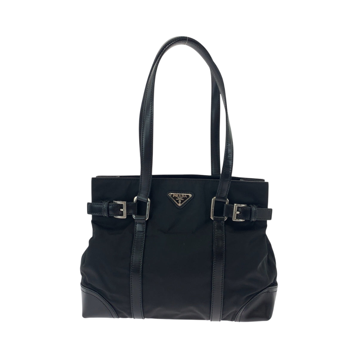 PRADA Tote Bag BR3118 Nylon black Tote Bag. Test Triangle With logo Women Used Authentic