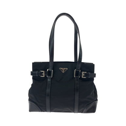 PRADA Tote Bag BR3118 Nylon black Tote Bag. Test Triangle With logo Women Used Authentic
